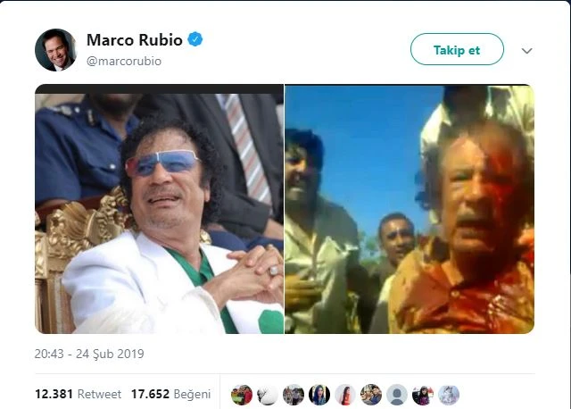 Amerikalı senatörden, Maduro'ya Kaddafi fotoğrafıyla tehdit